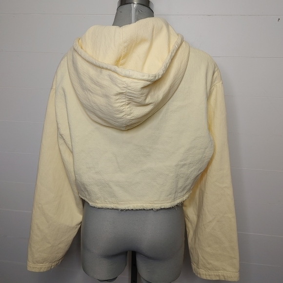ZARA pale yellow raw hem zippered hoodie XL - Picture 6 of 10